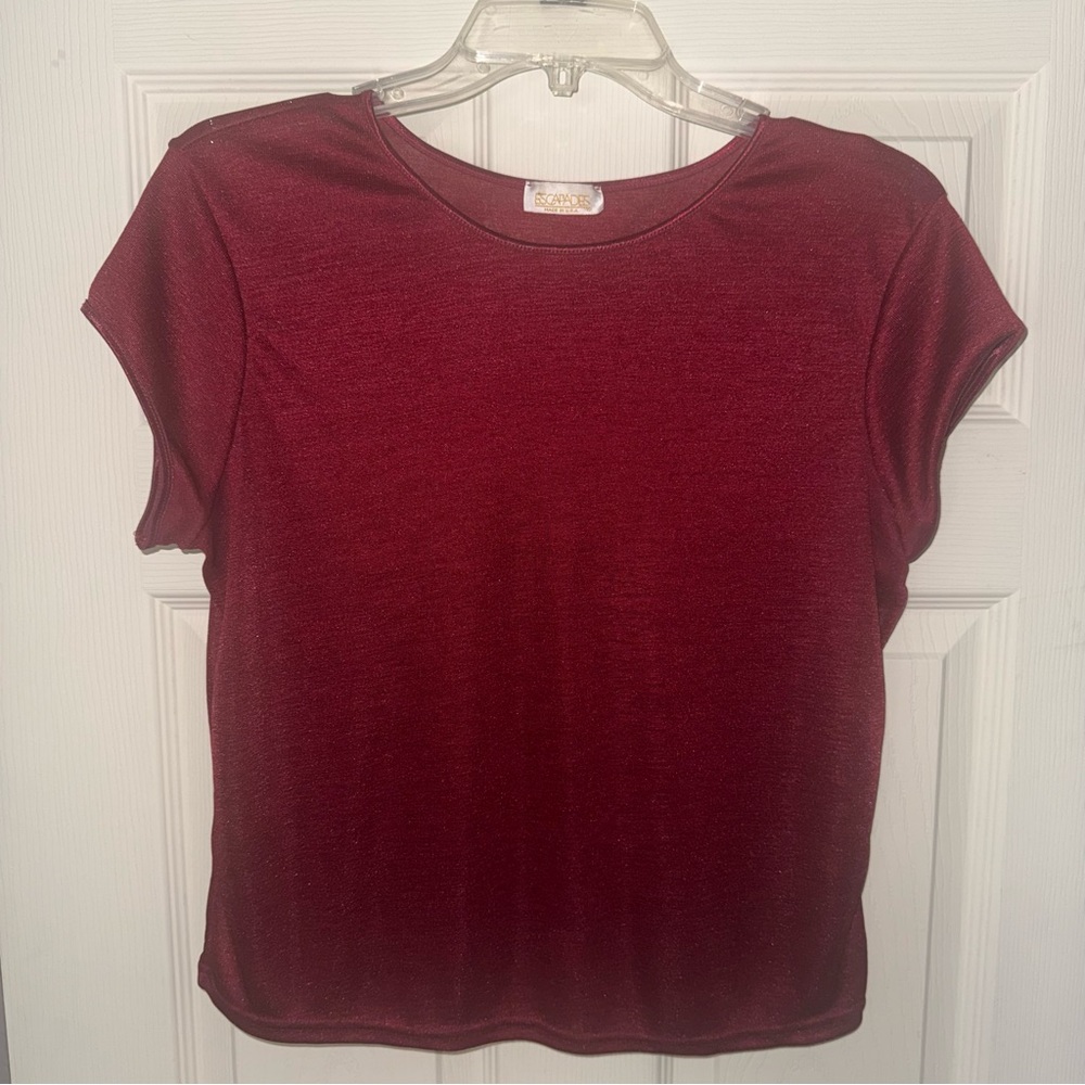 Women's Whimsigoth Dark Magical Burgundy Mesh Top Size M